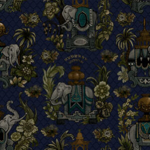 blue traditional velvet-chenille fabric from Utopia