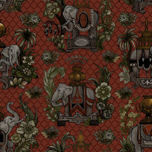 red traditional velvet-chenille fabric from Utopia