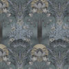 blue botanical velvet-chenille fabric from Utopia