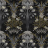 black-grey botanical velvet-chenille fabric from Utopia