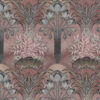 pink botanical velvet-chenille fabric from Utopia