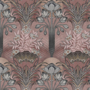 pink botanical velvet-chenille fabric from Utopia
