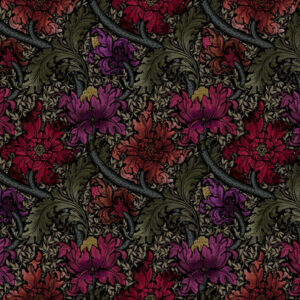 purple botanical velvet-chenille fabric from Utopia