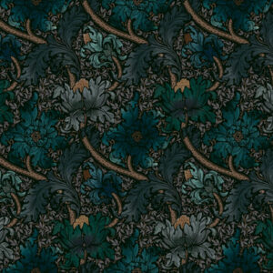 blue botanical velvet-chenille fabric from Utopia