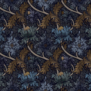 blue botanical velvet-chenille fabric from Utopia