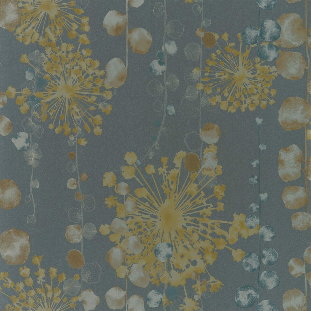 Moku Wide Width Wallpaper - Graphite / Mustard from