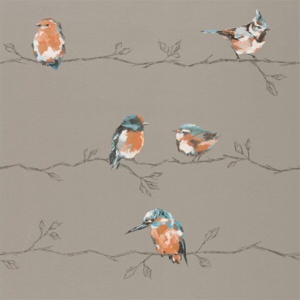 Persico Wide Width Wallpaper - Tangerine / Duckegg from