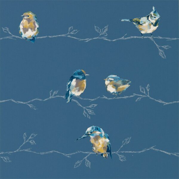 Persico Wide Width Wallpaper - Turquoise / Navy by Persico Wide Width Wallpaper - Turquoise / Navy from