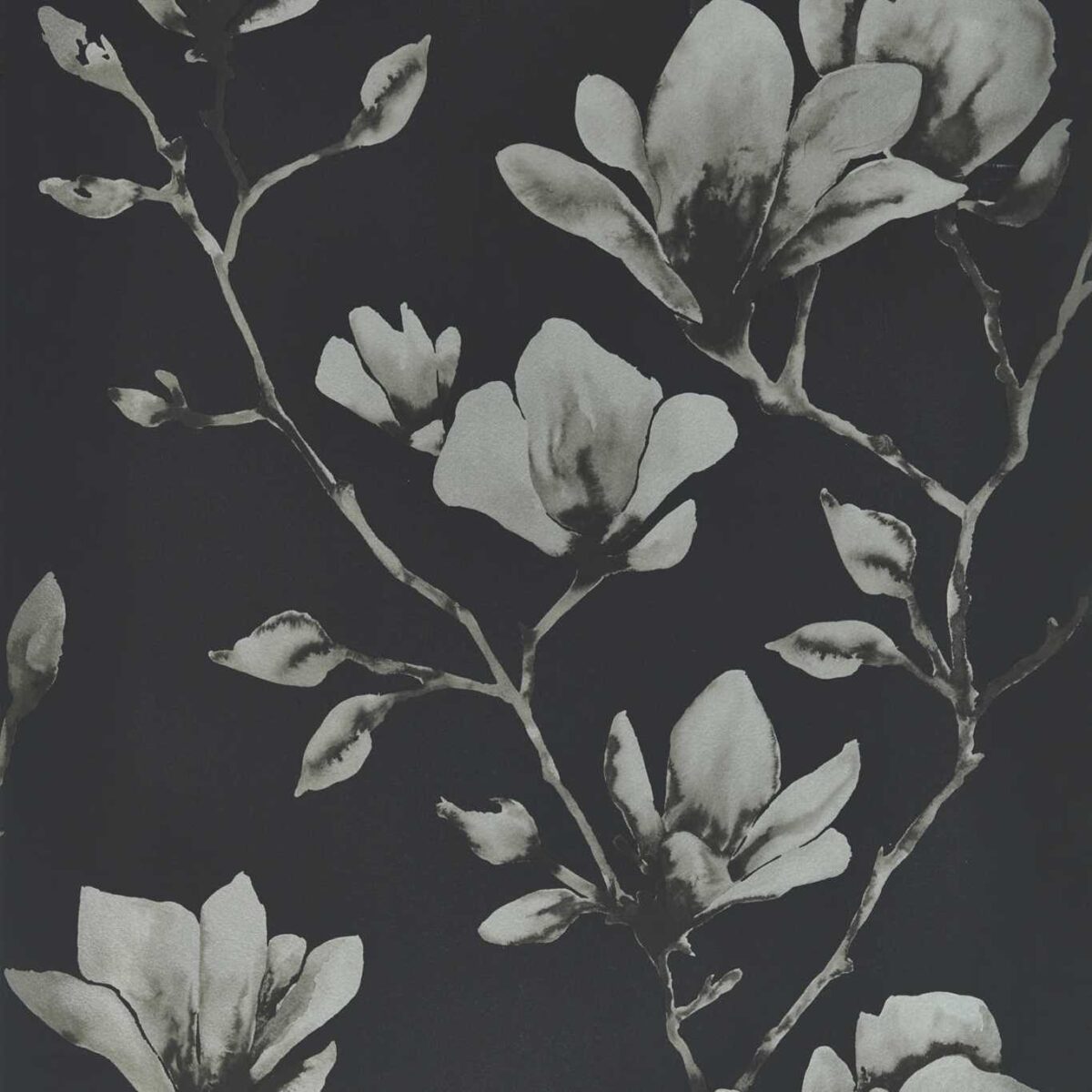 Lotus Wide Width Wallpaper - Onyx / Silver from
