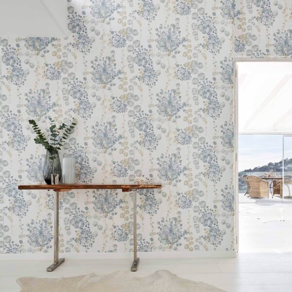 Moku Wide Width Wallpaper - Graphite / Mustard by Moku Wide Width Wallpaper - Graphite / Mustard from
