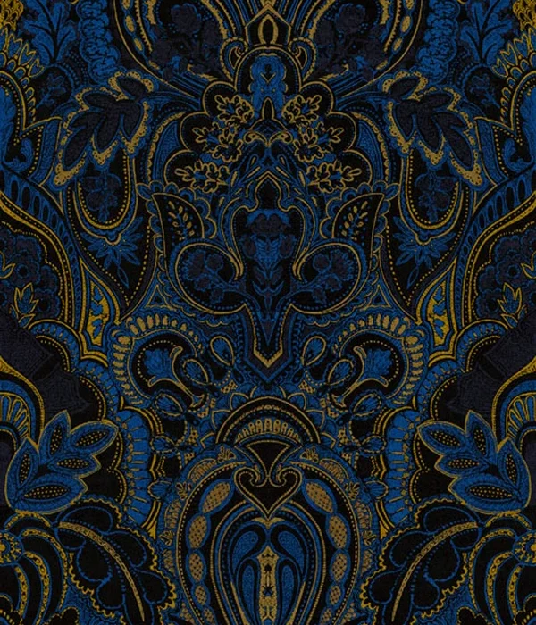 Damask Dangereuse Fabric - Oxford Blue swatch