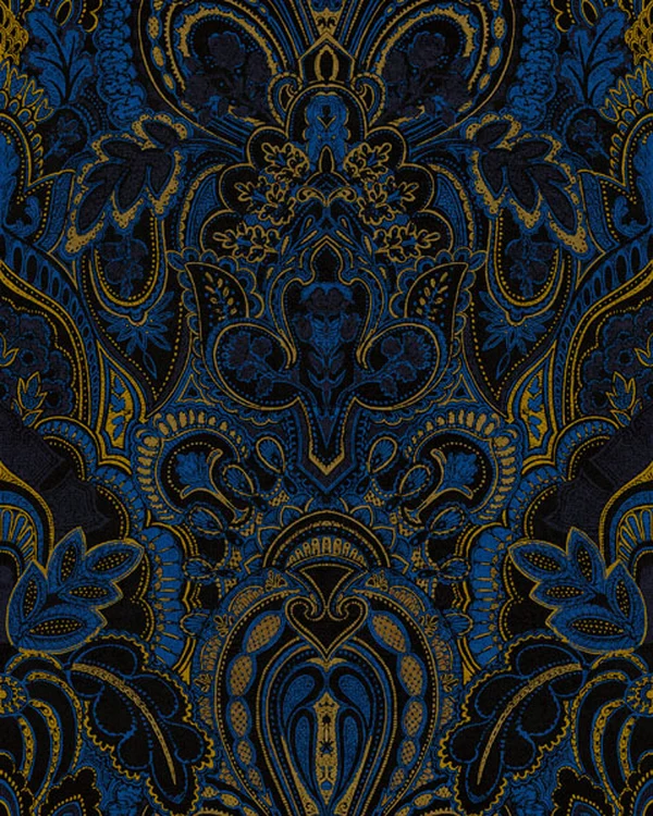 Damask Dangereuse Fabric - Oxford Blue by Damask Dangereuse Fabric - Oxford Blue from