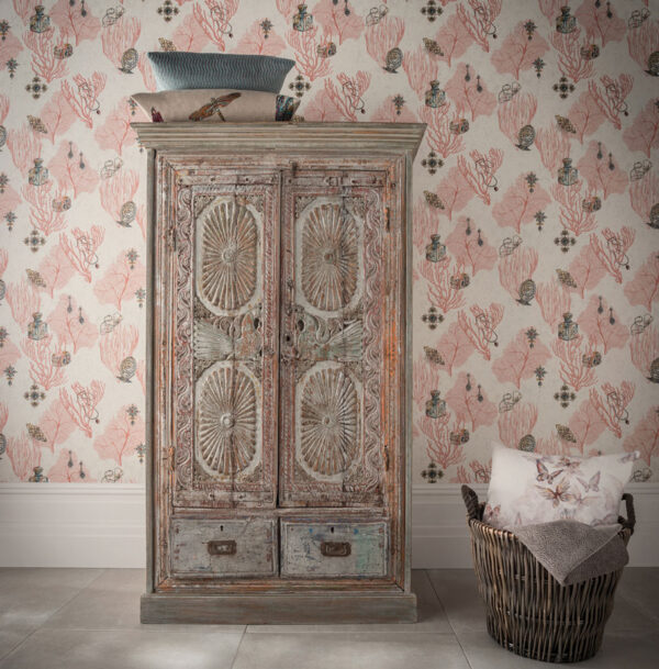 Coralino Wallpaper - Coral / Amethyst / Gold from