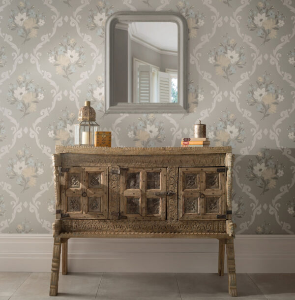 Almudaina Wallpaper - Powder Blue / Cream / Blush by Almudaina Wallpaper - Powder Blue / Cream / Blush from