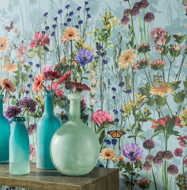 Deya Meadow Wallpaper - Sky Blue / Multi by Deya Meadow Wallpaper - Sky Blue / Multi from