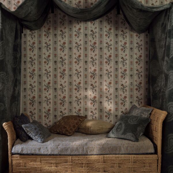 Dabu Stripe Wallpaper - Wedgwood Blue by Dabu Stripe Wallpaper - Wedgwood Blue from
