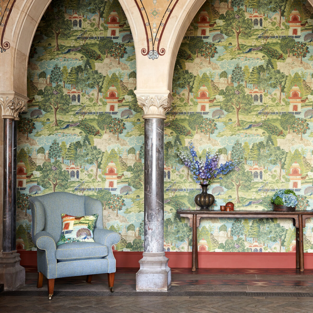 Mughal Menagerie Wallpaper - Indigo / Madder by Mughal Menagerie Wallpaper - Indigo / Madder from