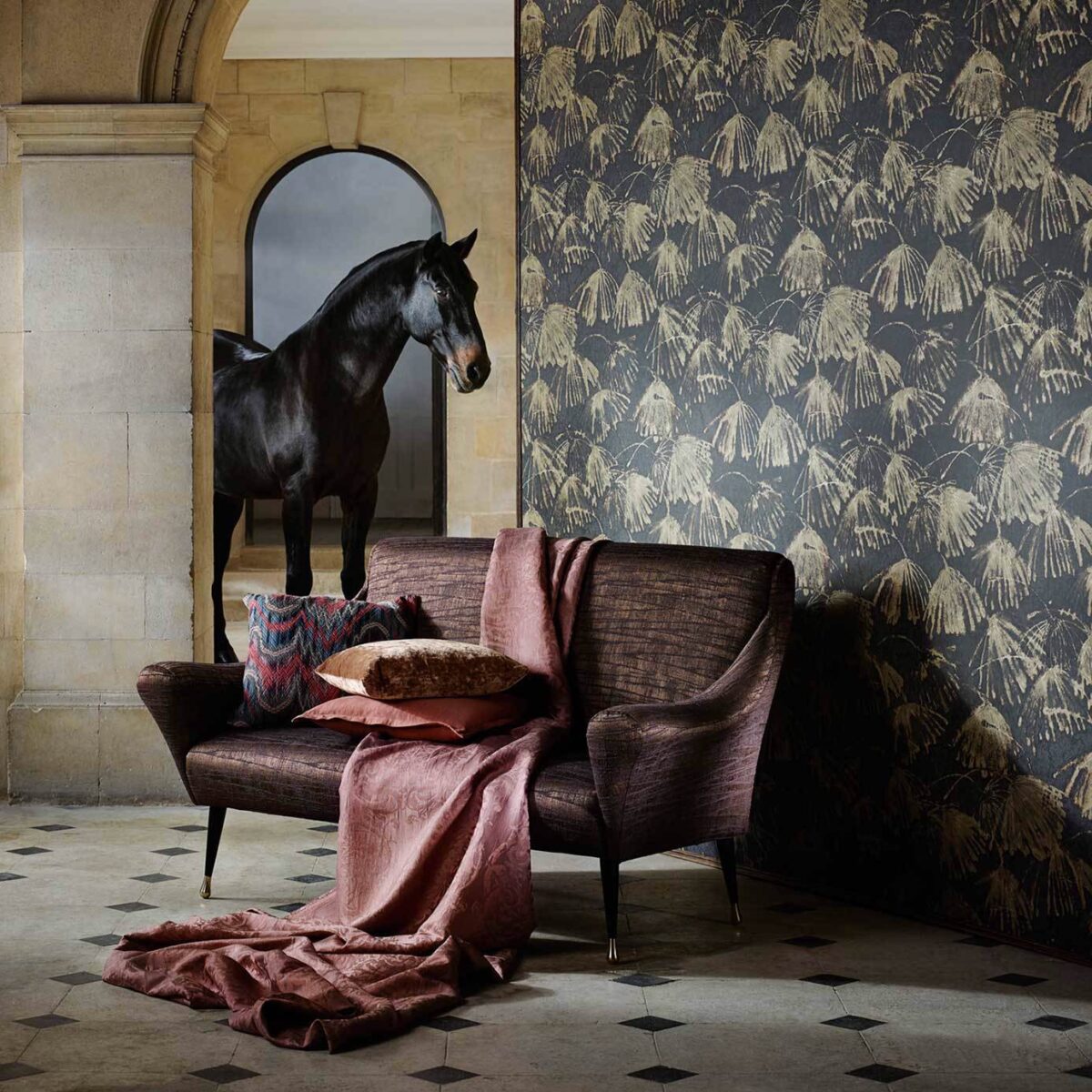 Mughal Menagerie Wallpaper - Indigo / Madder by Mughal Menagerie Wallpaper - Indigo / Madder from