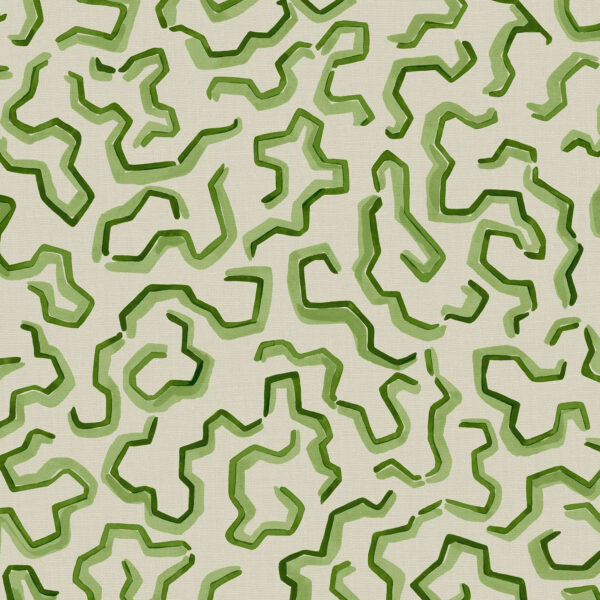 Scrunched Fabric - Maze by green striped printed fabric from Linwood Fabrics