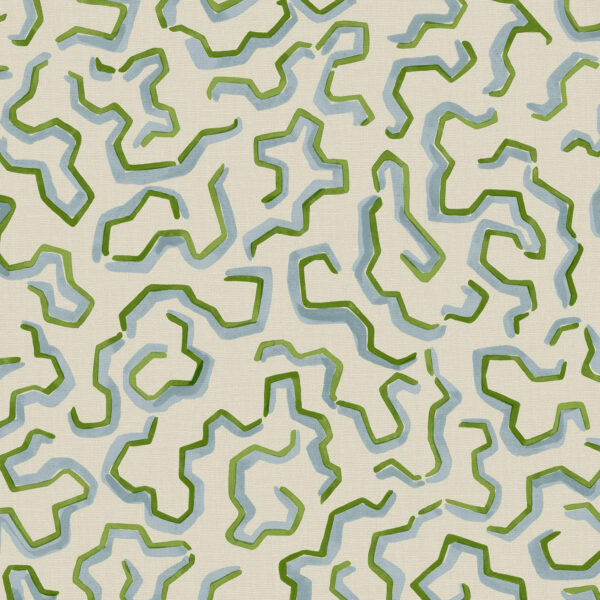 Scrunched Fabric - Everglades by green striped printed fabric from Linwood Fabrics