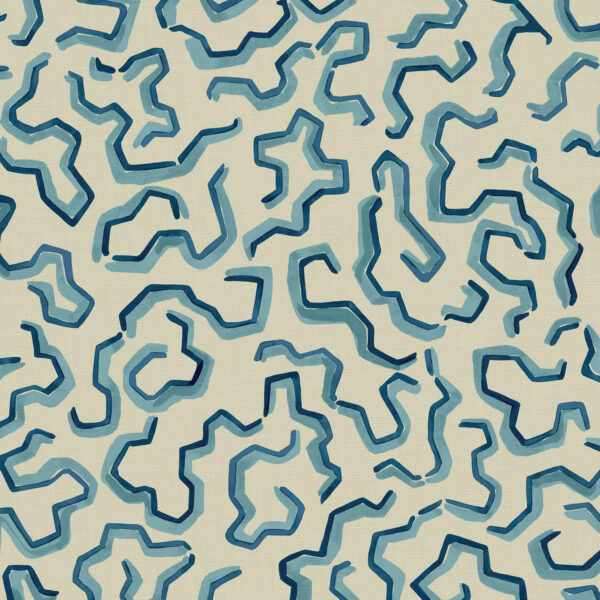 Scrunched Fabric - Arles by blue striped printed fabric from Linwood Fabrics