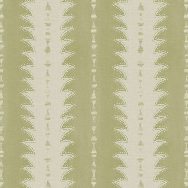 Ruched Fabric - Matcha by green striped printed fabric from Linwood Fabrics