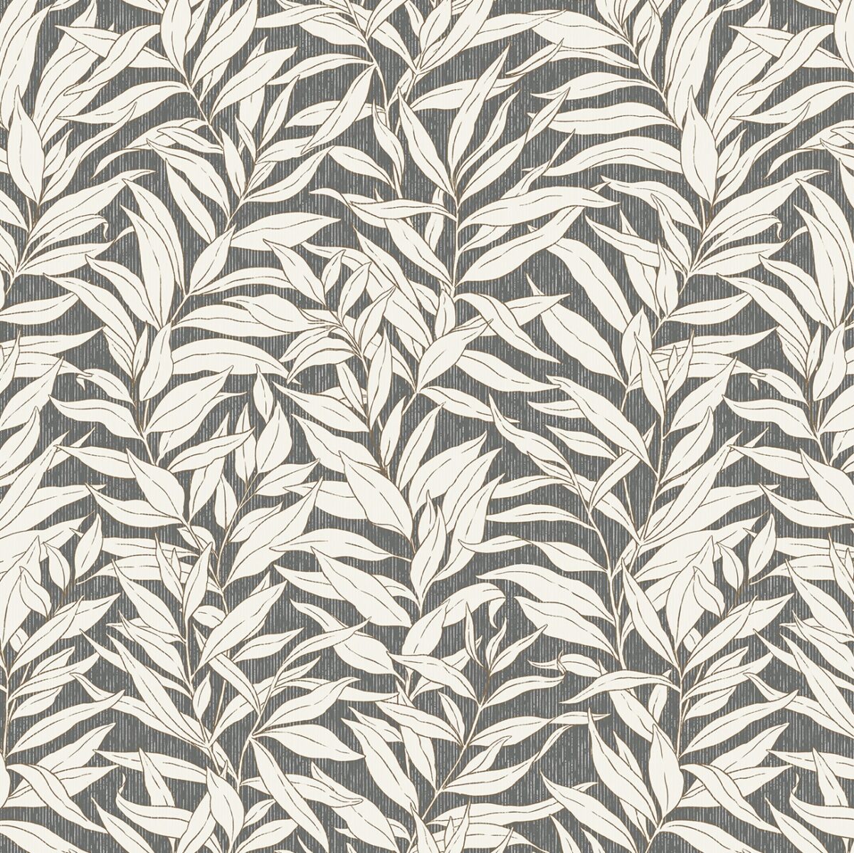 Compton Fabric - Flint by black-grey botanical cotton fabric from Chess