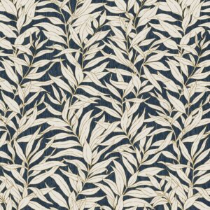 blue botanical cotton fabric from Chess