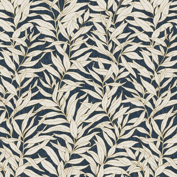 Compton Fabric - Navy by blue botanical cotton fabric from Chess