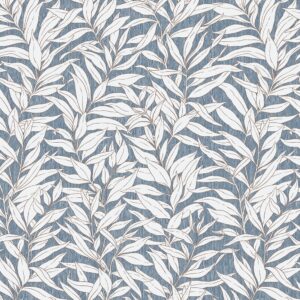 blue botanical cotton fabric from Chess
