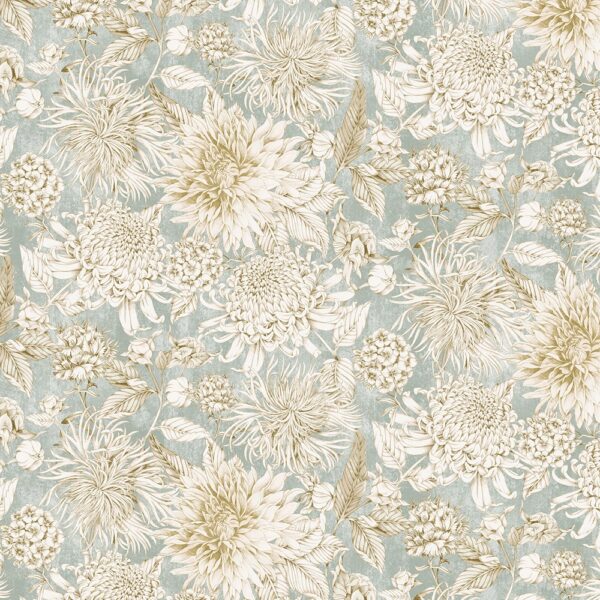 Purbeck Fabric - Mineral by blue botanical cotton fabric from Chess