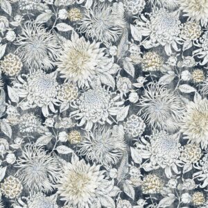 blue botanical cotton fabric from Chess