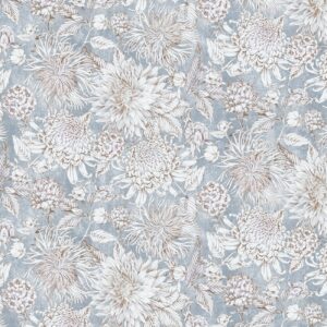 blue botanical cotton fabric from Chess