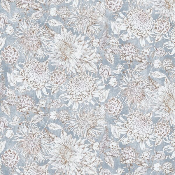 blue botanical cotton fabric from Chess