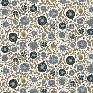 blue botanical cotton fabric from Chess