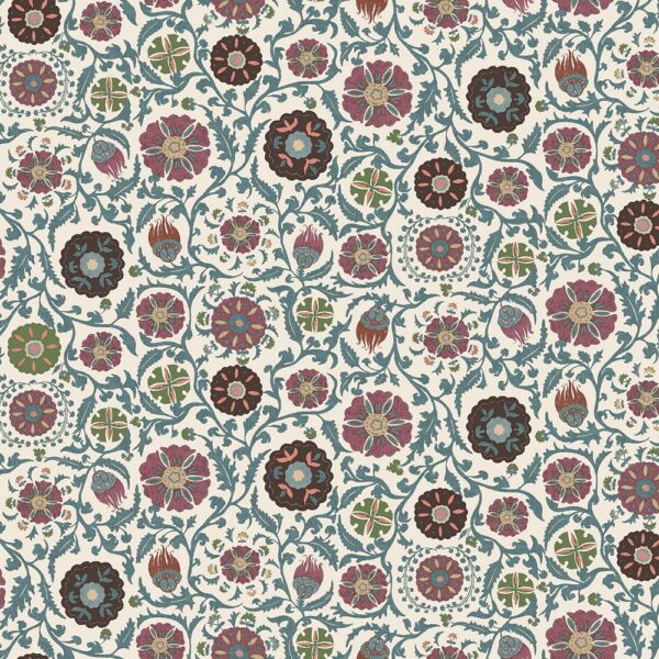 red botanical cotton fabric from Chess