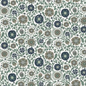 blue botanical cotton fabric from Chess
