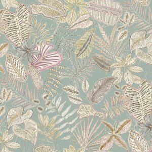 blue botanical cotton fabric from Chess