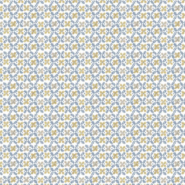blue botanical cotton fabric from Chess