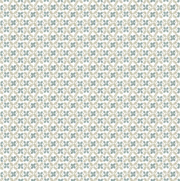 Littlecote Fabric - Duck Egg by blue botanical cotton fabric from Chess