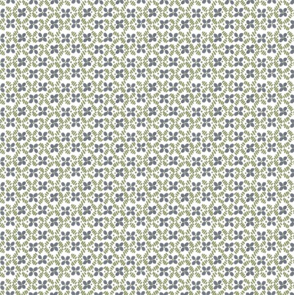 Littlecote Fabric - Moss by blue botanical cotton fabric from Chess