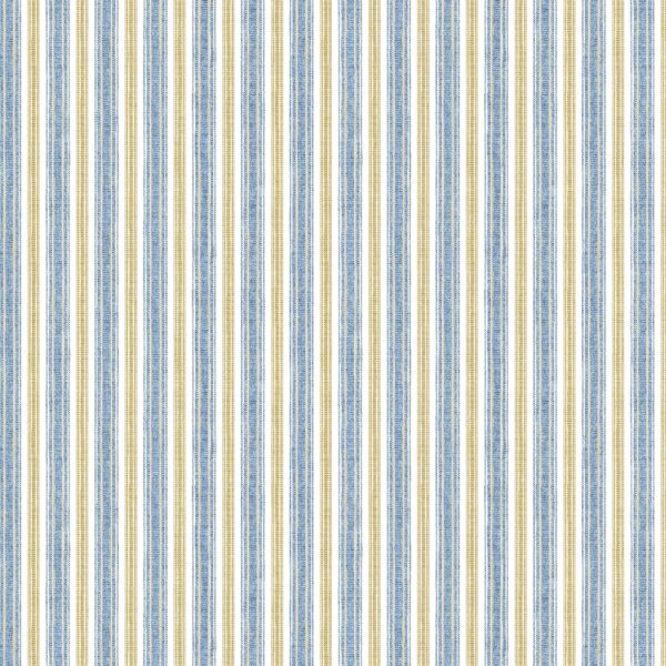 Longwick Fabric - Buttercup by blue striped cotton fabric from Chess