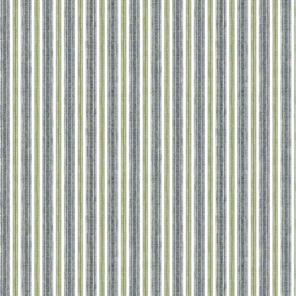 Longwick Fabric - Moss / Navy by blue striped cotton fabric from Chess