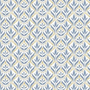blue botanical cotton fabric from Chess