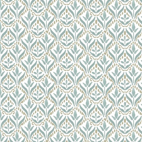 Pednor Fabric - Duck Egg by green botanical cotton fabric from Chess