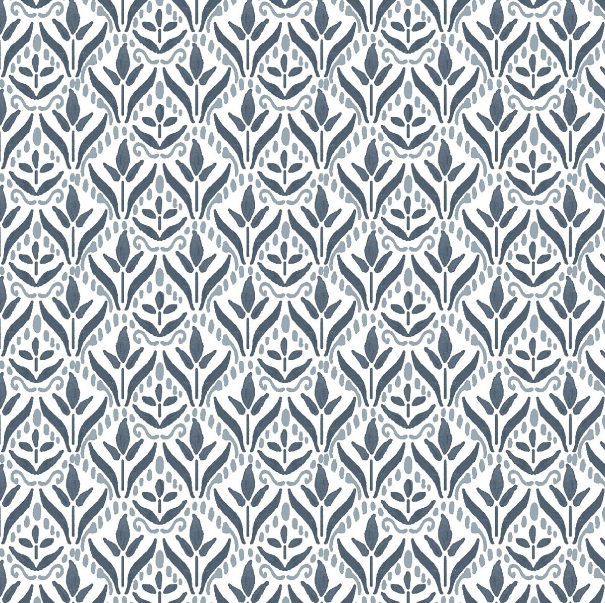 Pednor Fabric - Indigo by blue botanical cotton fabric from Chess