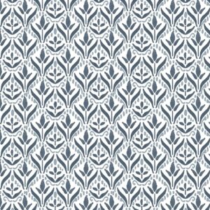 blue botanical cotton fabric from Chess