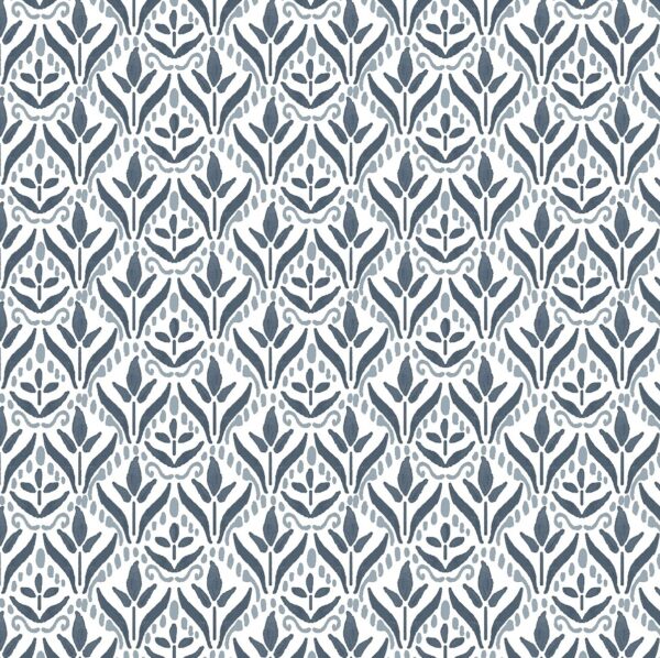 Pednor Fabric - Indigo by blue botanical cotton fabric from Chess