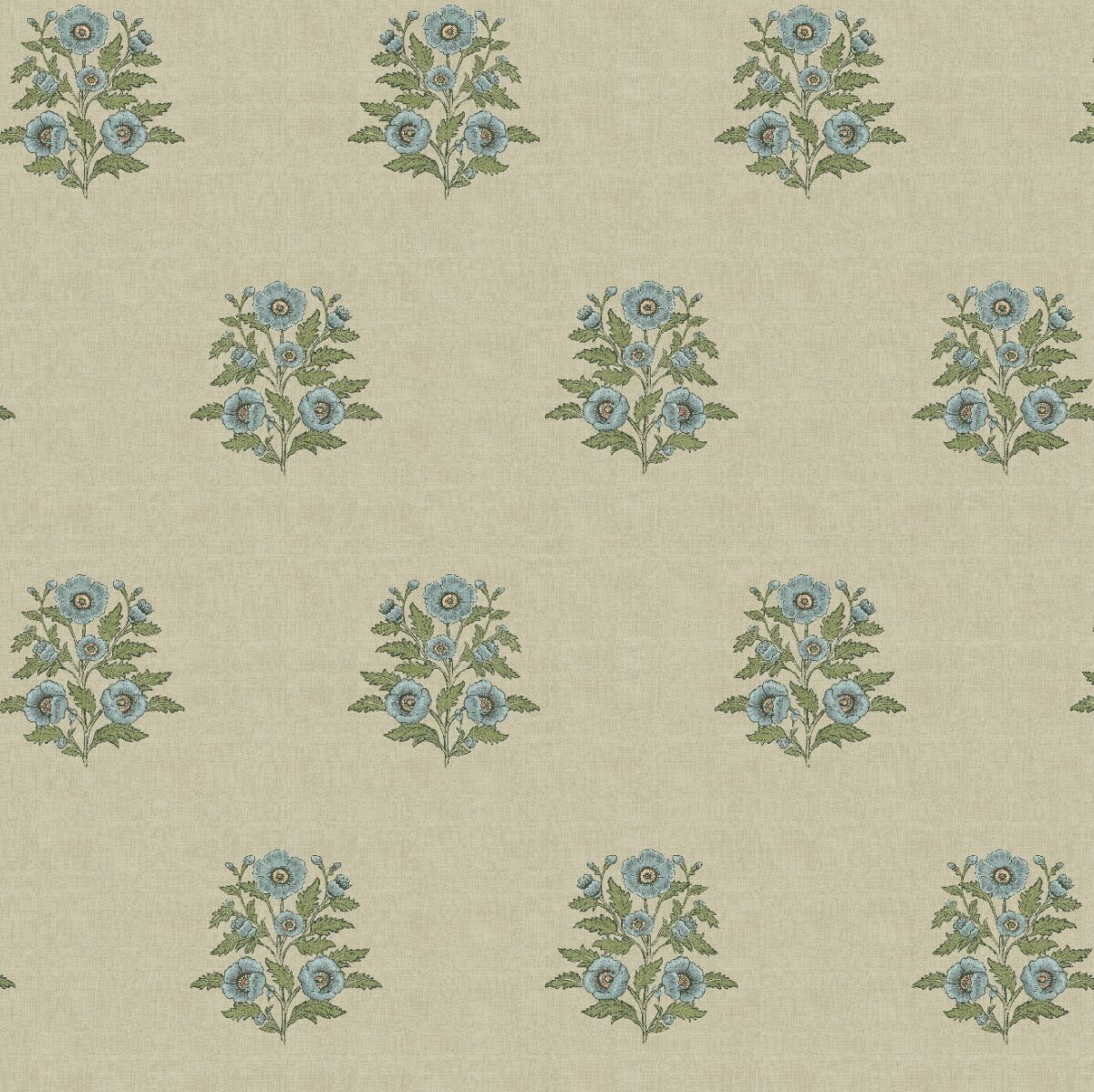 Alscot Fabric - Duck Egg by neutral botanical cotton fabric from Chess