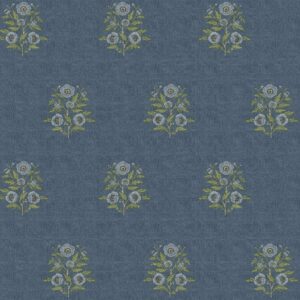blue botanical cotton fabric from Chess